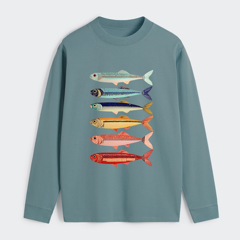Tokyo‑Tiger Colorful Fish Stack Classic Long Sleeve T-Shirt