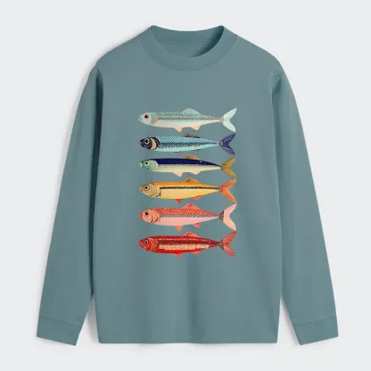 Tokyo‑Tiger Colorful Fish Stack Classic Long Sleeve T-Shirt