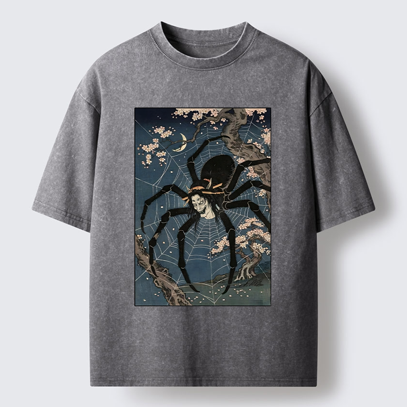 Tokyo-Tiger Vintage Spider Ghost Art Washed T-Shirt
