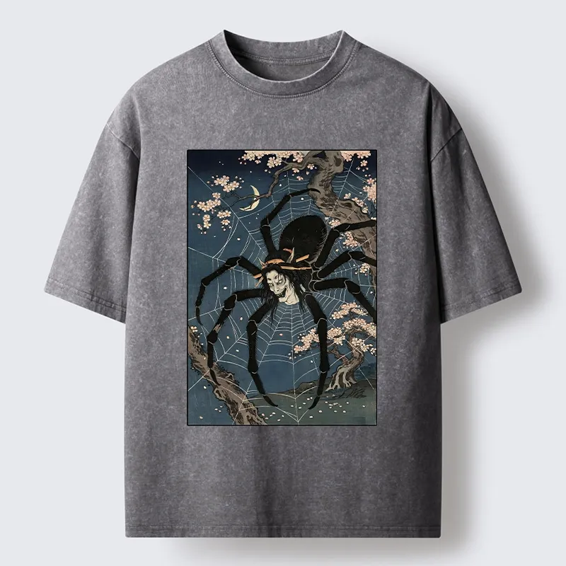 Tokyo-Tiger Vintage Spider Ghost Art Washed T-Shirt