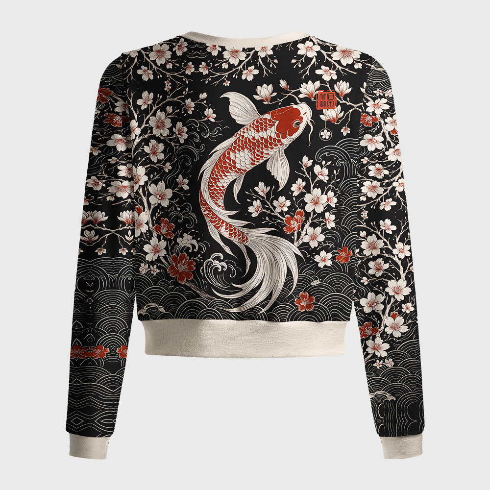 Tokyo-Tiger Vintage Sakura And Koi Women's Lightweight Cardigan