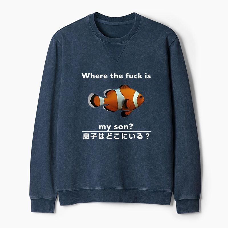 Tokyo-Tiger Fish Looking For Son Washed Terry Sweatshirt