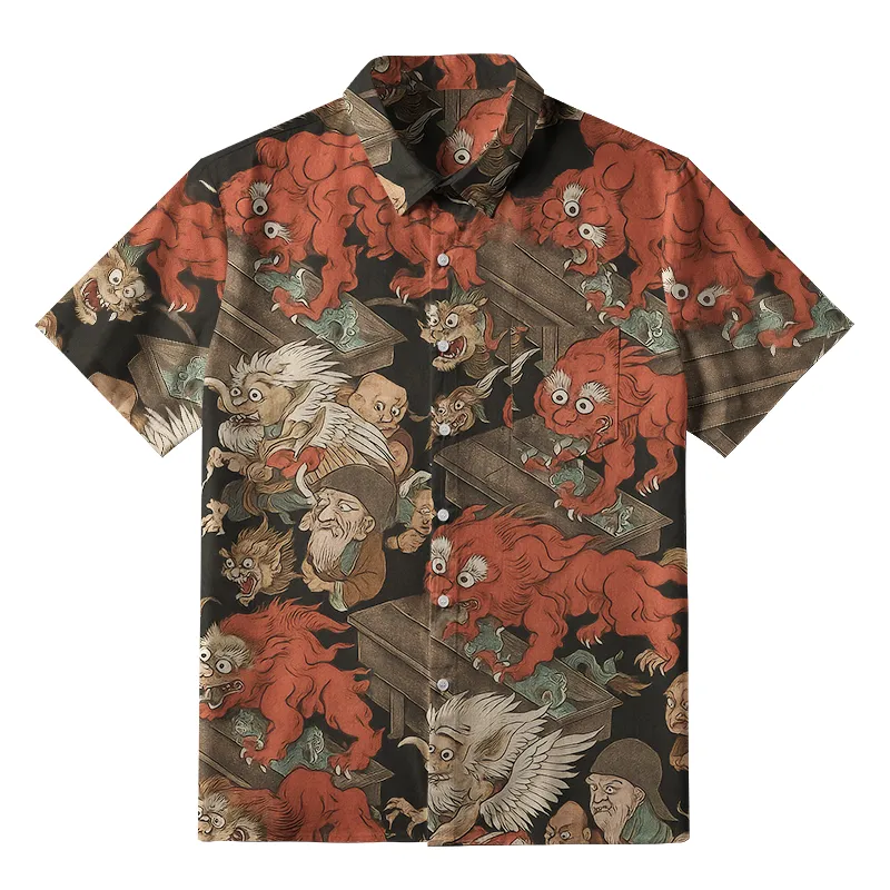 Tokyo-Tiger Japanese Mythical Beasts Button-up Shirt
