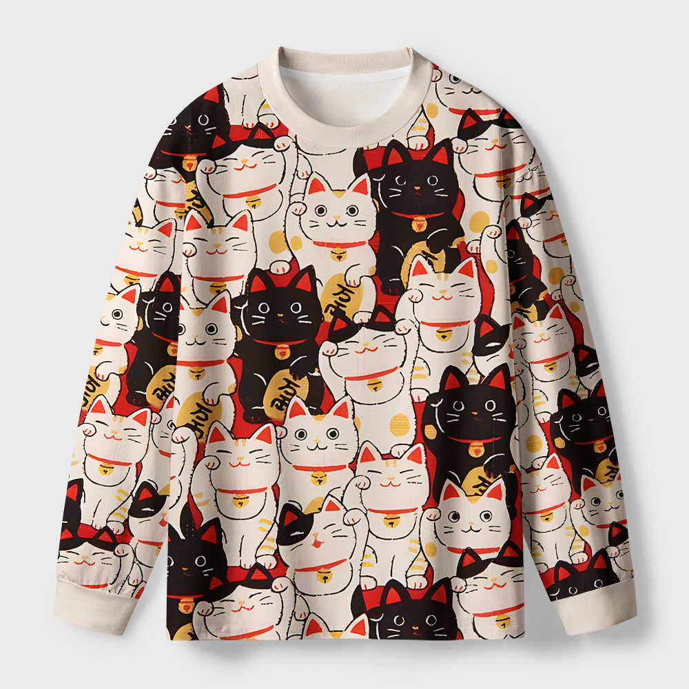 Tokyo-Tiger Lucky Cat Eco-Friendly Long Sleeve T-Shirt