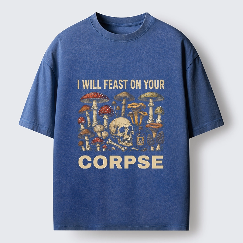 Tokyo‑Tiger Funny Mushroom Skull Washed T‑Shirt
