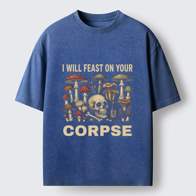Tokyo‑Tiger Funny Mushroom Skull Washed T‑Shirt
