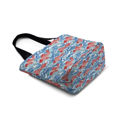 Tokyo-Tiger Koi Carp Frenzy Zipper Tote Bag