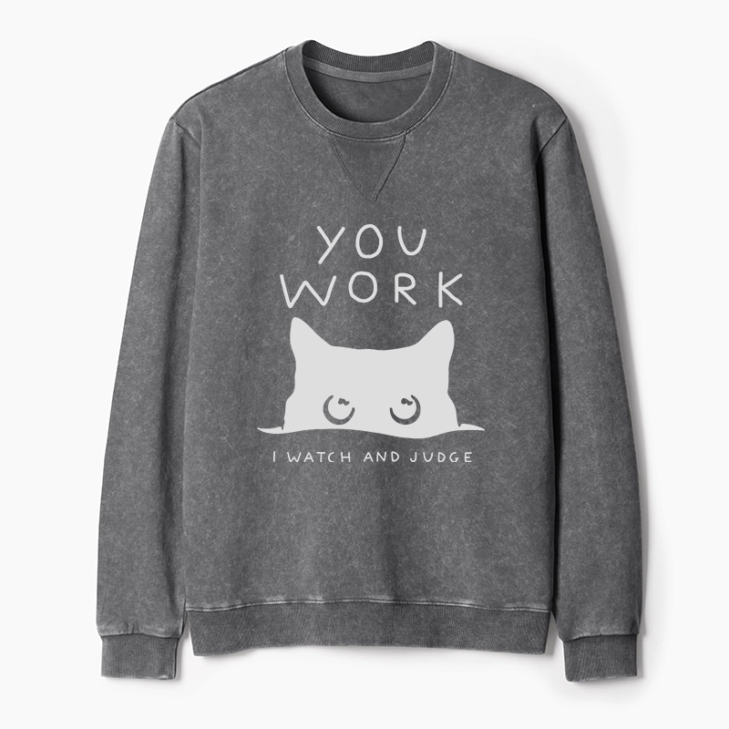 Tokyo-Tiger A Cat That Spies Washed Terry Sweatshirt