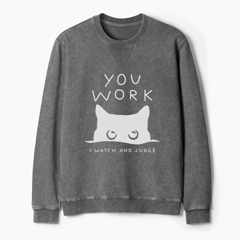 Tokyo-Tiger A Cat That Spies Washed Terry Sweatshirt