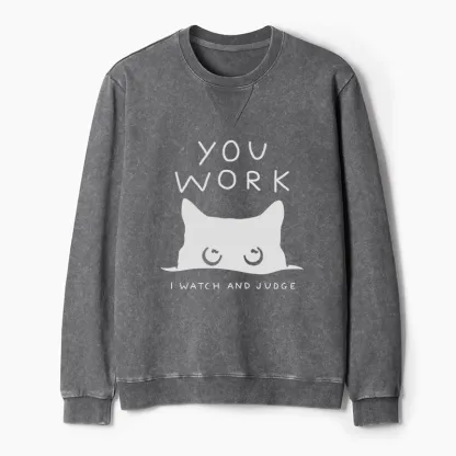 Tokyo-Tiger A Cat That Spies Washed Terry Sweatshirt