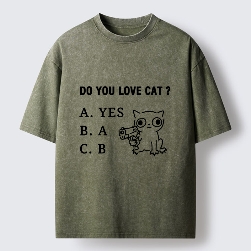 Tokyo-Tiger Funny Cat Quiz Meme Washed T-Shirt