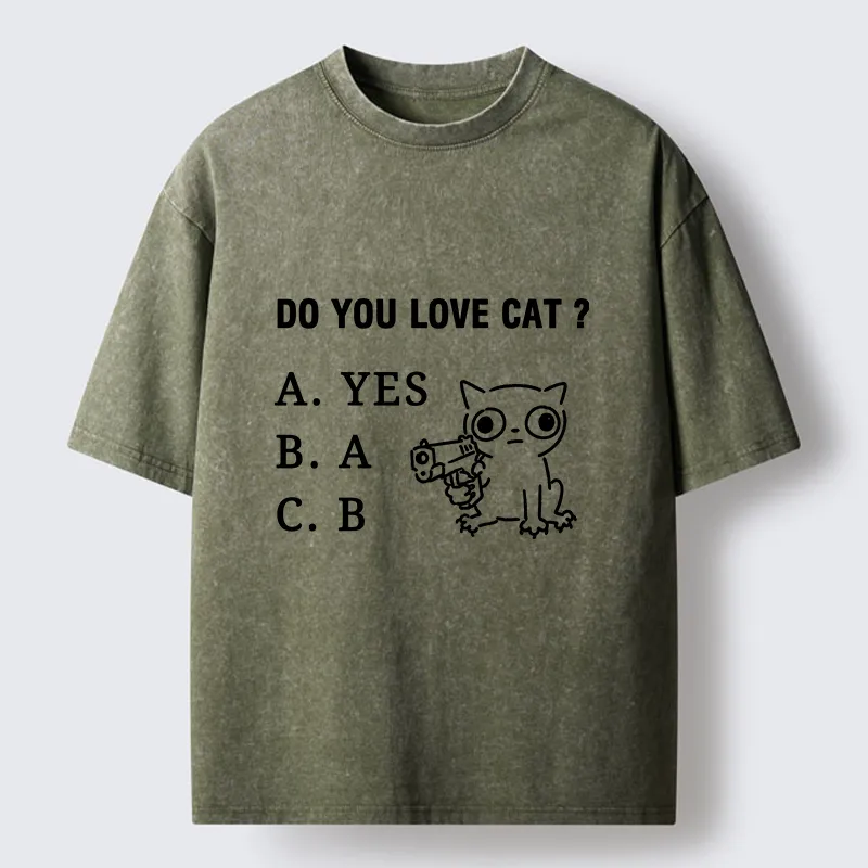 Tokyo-Tiger Funny Cat Quiz Meme Washed T-Shirt