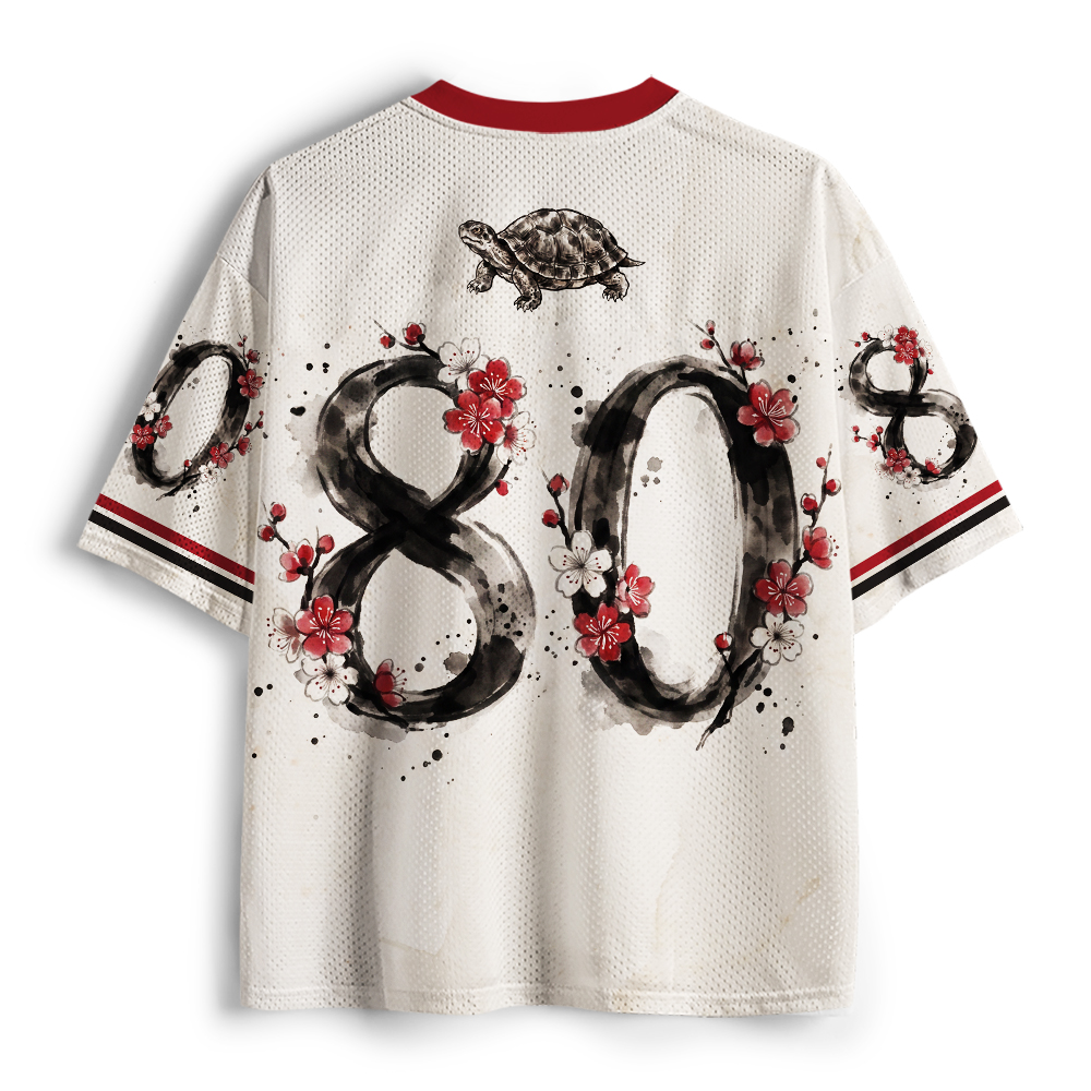Tokyo-Tiger Vintage Ink Tortoise Plum Tree Art Mesh Jersey