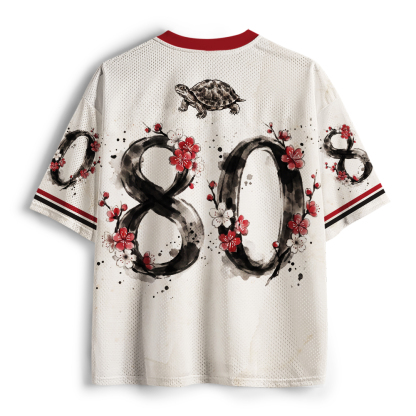Tokyo-Tiger Vintage Ink Tortoise Plum Tree Art Mesh Jersey