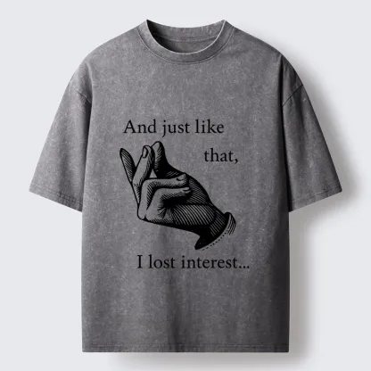 Tokyo‑Tiger Funny Lose Interest Washed T‑Shirt
