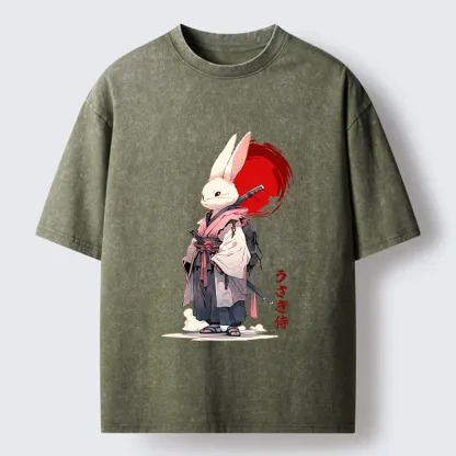 Tokyo‑Tiger Samurai Rabbit Washed T‑Shirt