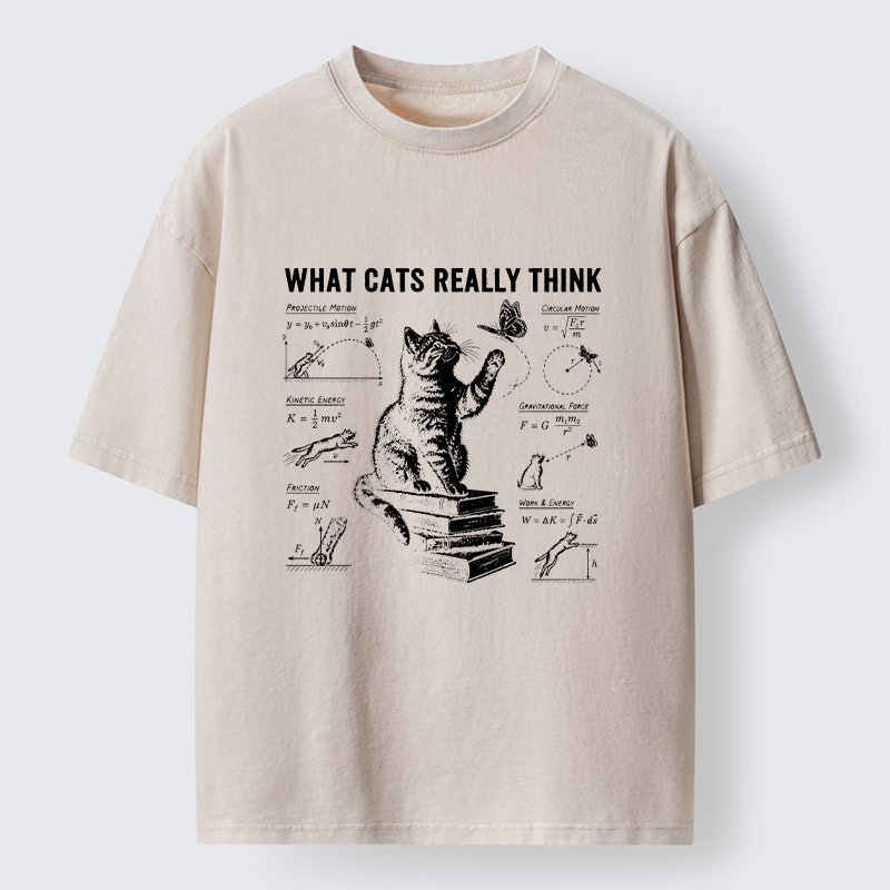 Tokyo-Tiger True Thoughts Of A Cat While Chasing Butterfly Washed T-Shirt