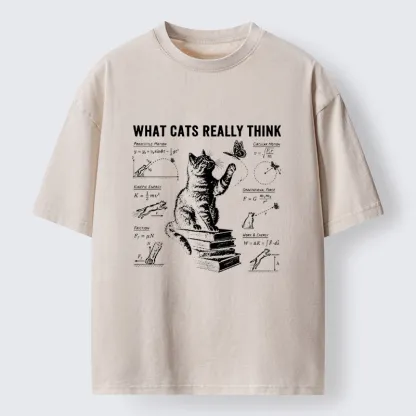 Tokyo-Tiger True Thoughts Of A Cat While Chasing Butterfly Washed T-Shirt