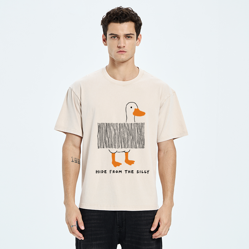 Tokyo-Tiger Funny Hiding Goose Meme Washed T-Shirt