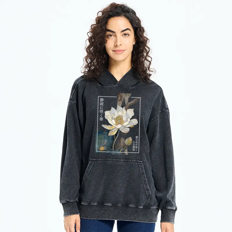 Tokyo-Tiger Blooming Lotus Japan Washed Hoodie