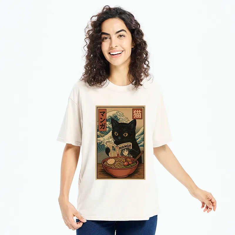 Tokyo-Tiger Cat's Japanese Life Washed T-Shirt