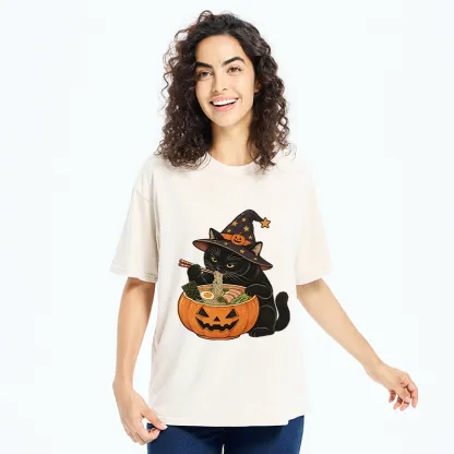 Tokyo-Tiger Witch Cat Ramen Washed T-Shirt