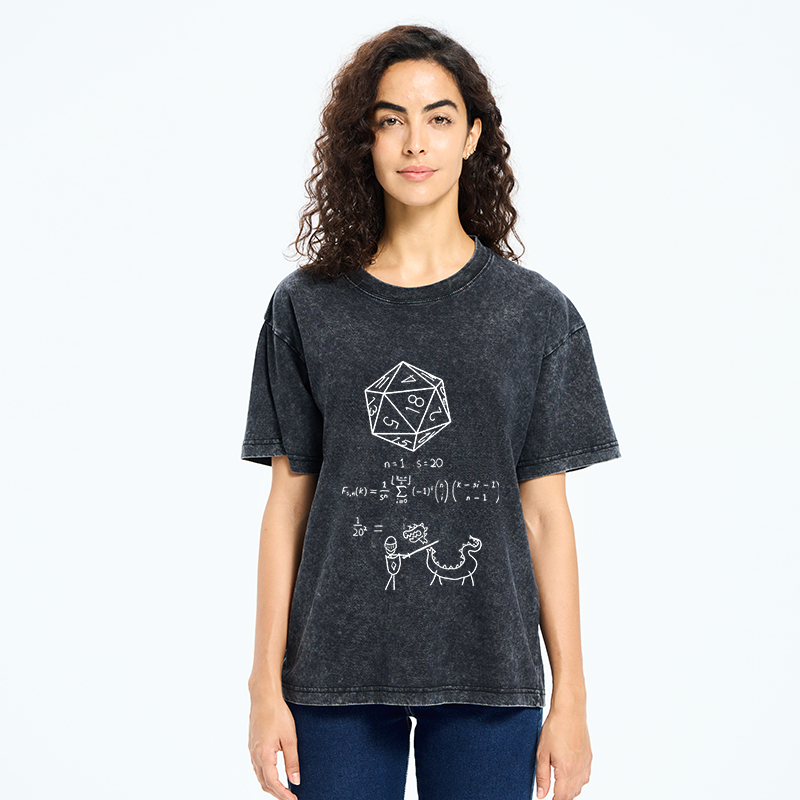 Tokyo-Tiger Twenty-sided Die Funny Washed T-Shirt
