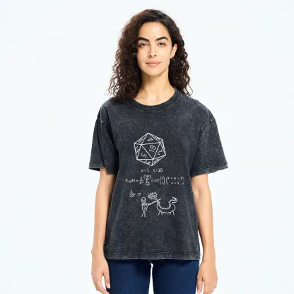 Tokyo-Tiger Twenty-sided Die Funny Washed T-Shirt