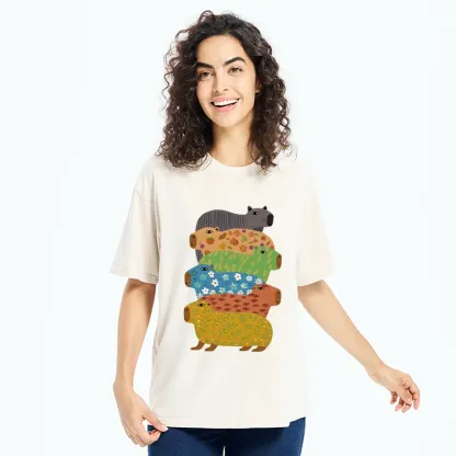 Tokyo-Tiger Colorful Capybaras Washed T-Shirt