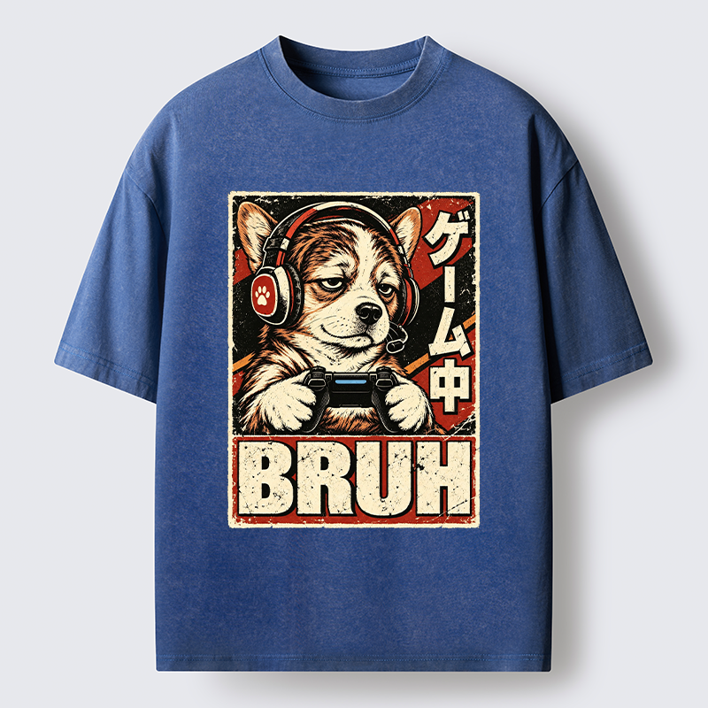 Tokyo-Tiger Funny Gamer Dog Meme Washed T-Shirt