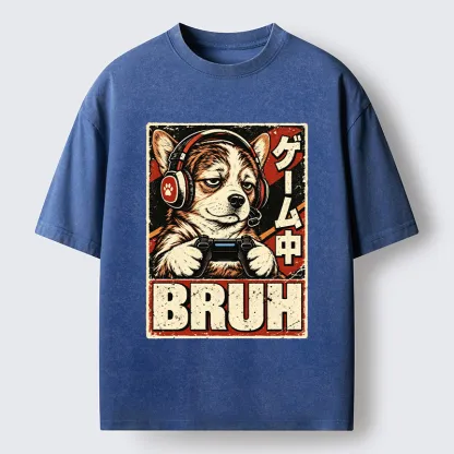 Tokyo-Tiger Funny Gamer Dog Meme Washed T-Shirt