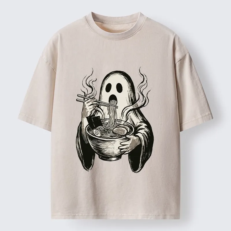 Tokyo‑Tiger Funny Ghost Ramen Washed T‑Shirt