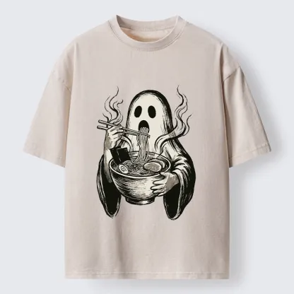 Tokyo‑Tiger Funny Ghost Ramen Washed T‑Shirt