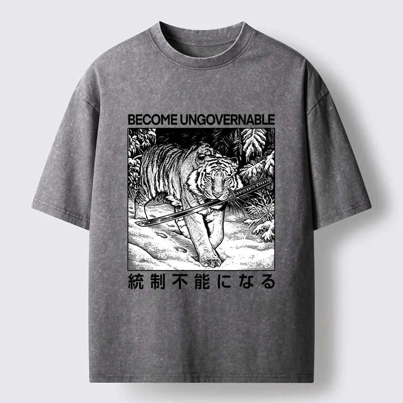 Tokyo-Tiger Sword Tiger Funny Meme Washed T-Shirt