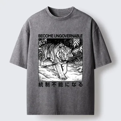 Tokyo-Tiger Sword Tiger Funny Meme Washed T-Shirt
