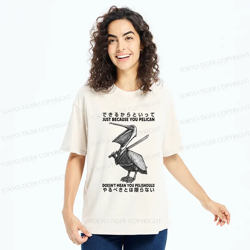 Tokyo-Tiger Pelican Samurai Washed T-Shirt