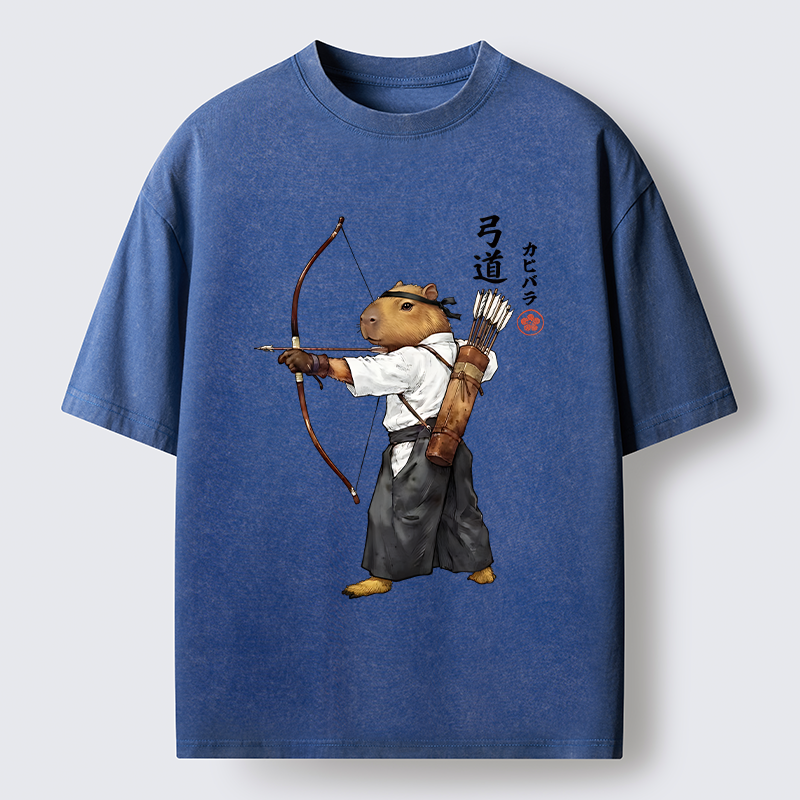 Tokyo-Tiger Capybara Kyudo Meme Washed T-Shirt