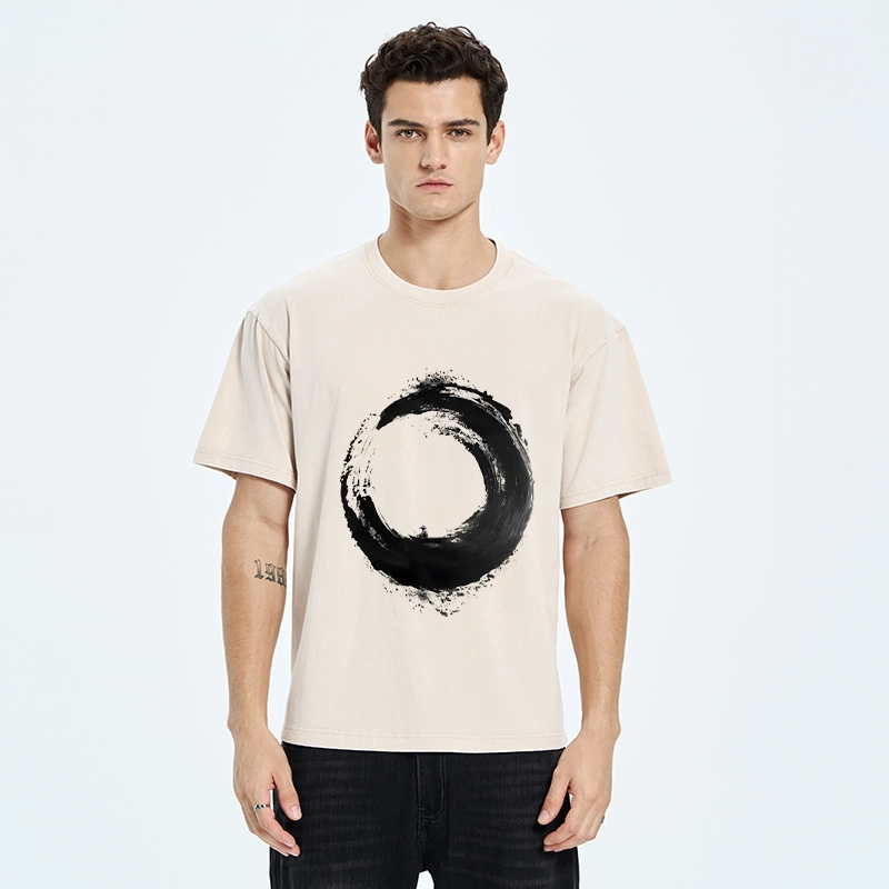 Tokyo-Tiger Zen Boat Man In Ink Circle Washed T-Shirt