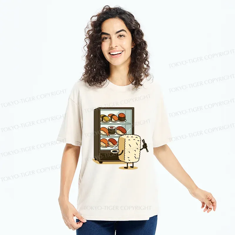 Tokyo-Tiger Rice Ball Is Choosing Sushi Washed T-Shirt