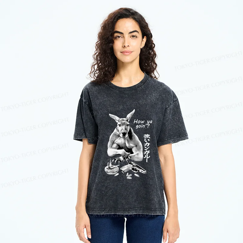 Tokyo-Tiger Strong Kangaroo Washed T-Shirt