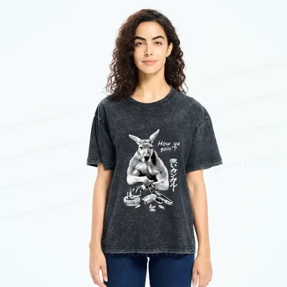 Tokyo-Tiger Strong Kangaroo Washed T-Shirt