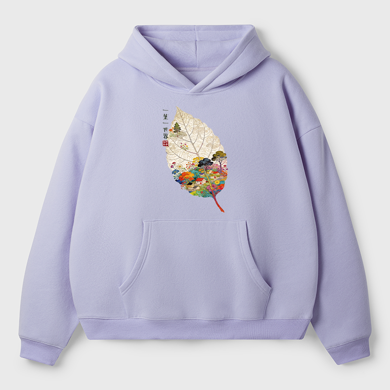 Tokyo-Tiger One Leaf Holds A Tiny Colorful World Adult Fleece Hoodie