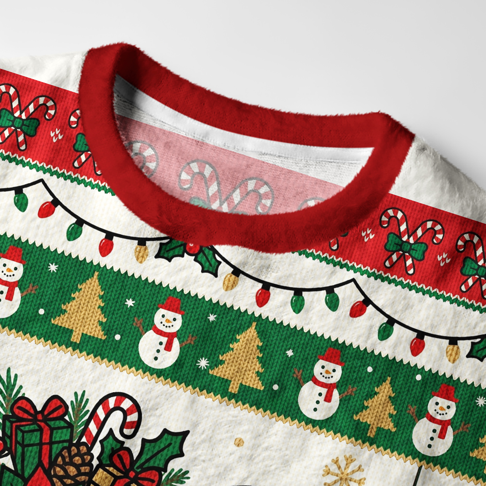 Tokyo-Tiger Funny Cat Bouquet Fuzzy Christmas Ugly Sweatshirt