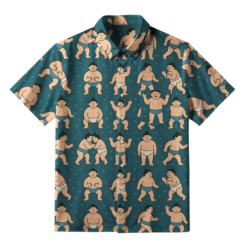 Tokyo-Tiger Sumo Wrestler Button-up Shirt