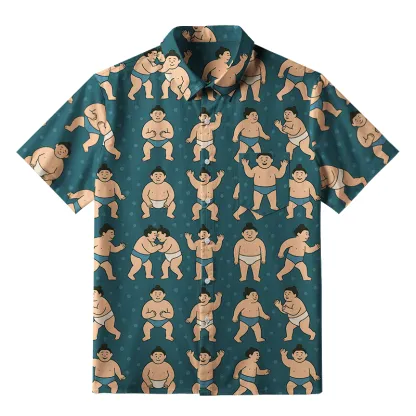 Tokyo-Tiger Sumo Wrestler Button-up Shirt