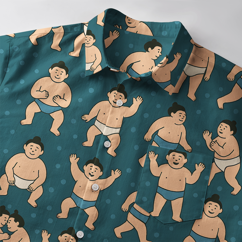 Tokyo-Tiger Sumo Wrestler Button-up Shirt