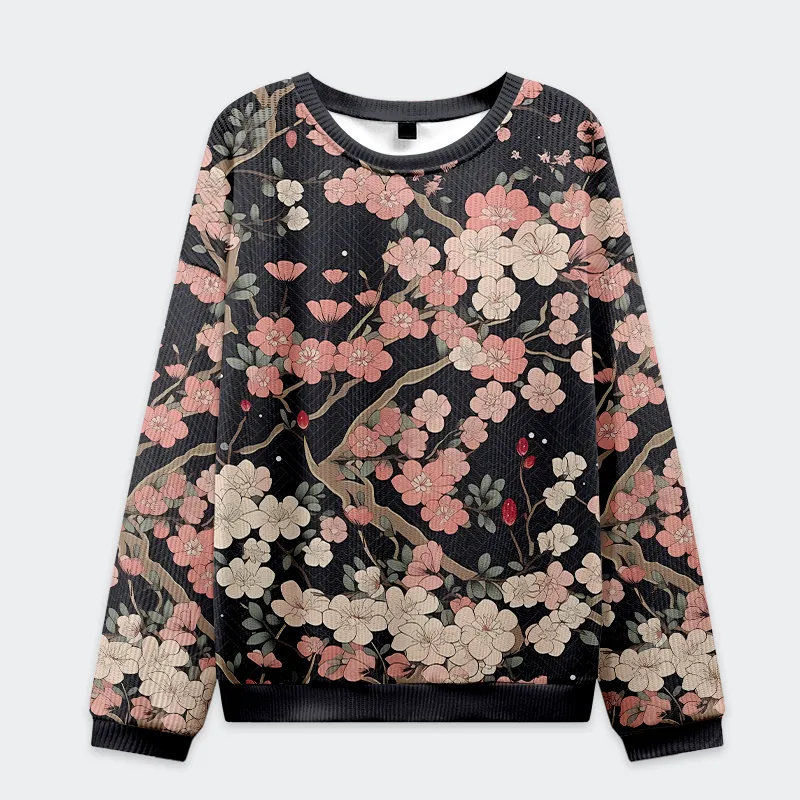 Tokyo-Tiger Blooming Sakura Christmas Ugly Sweatshirt