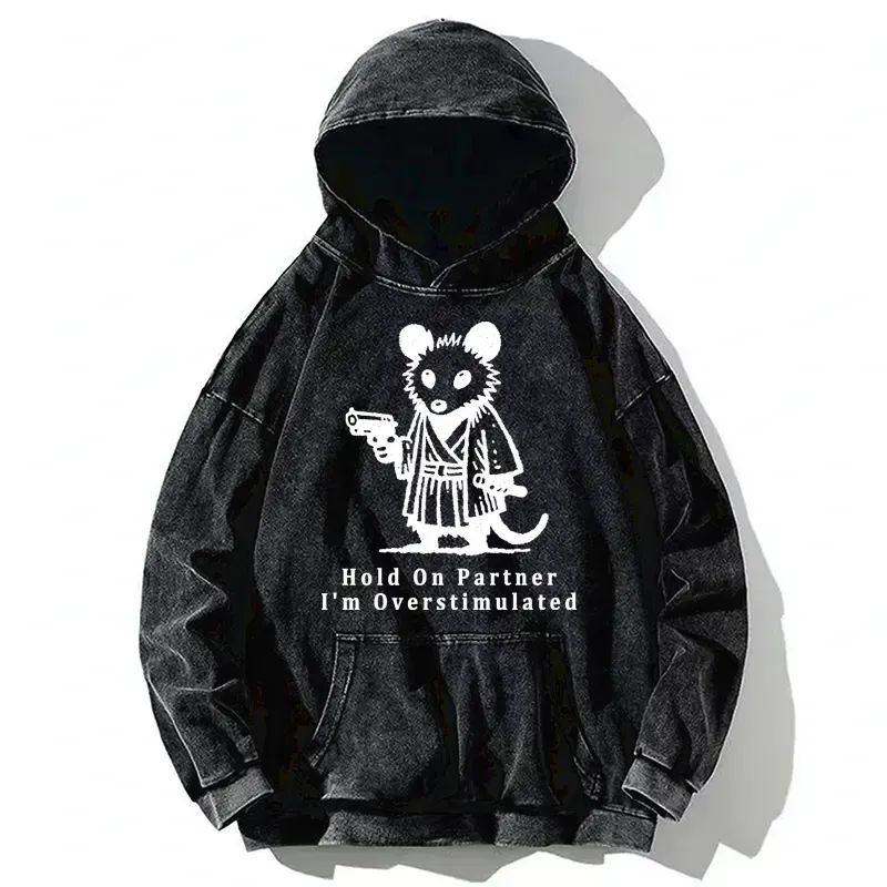 Tokyo-Tiger Funny Possum Samurai Washed Hoodie
