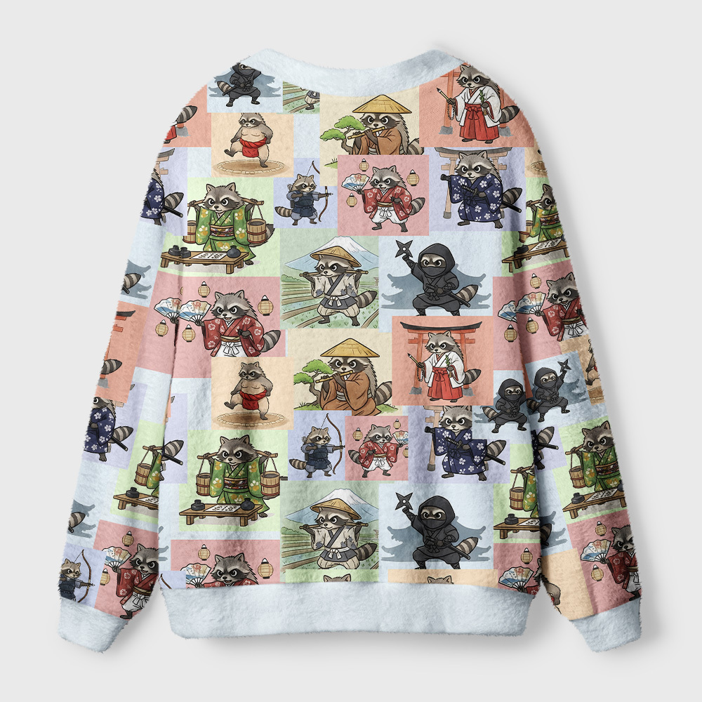 Tokyo-Tiger Japanese Raccoon Ugly Cardigan Sweater