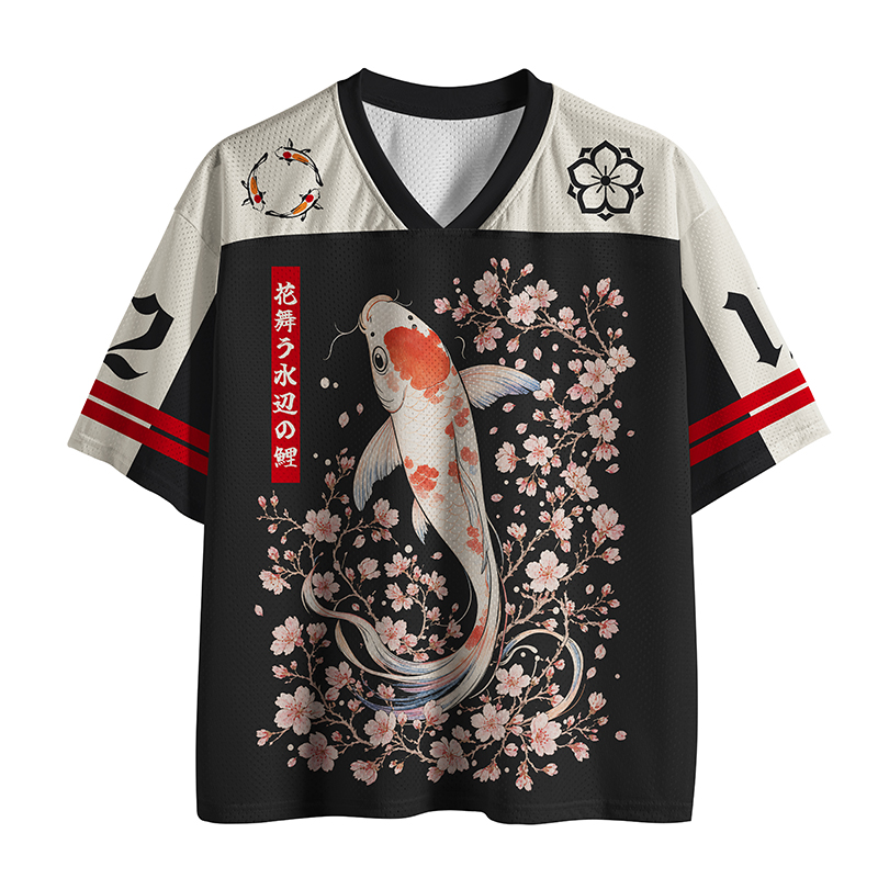 Tokyo-Tiger Koi In Sakura Mesh Jersey